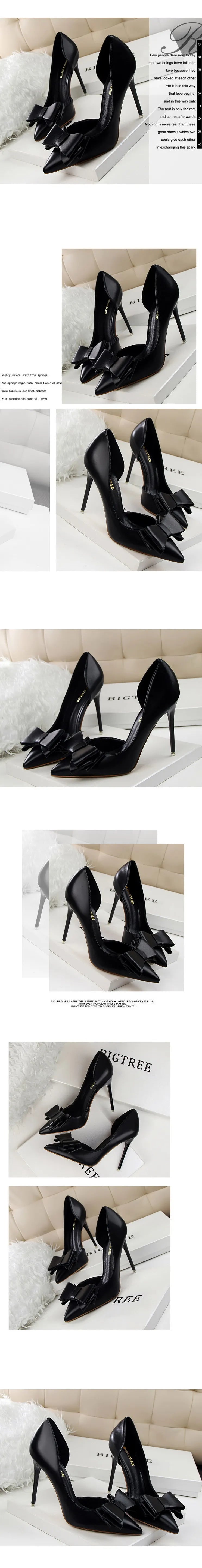 Shoes Bow-knot Woman Pumps Stiletto 10.5 Cm Women Basic Pump Pointed Toe Classic Pumps Sexy High Heels Women Shoes 2026