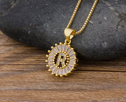 2 Colors Initial Letter Pendant 26 Letters Charm Name Necklace Top Quality Copper Zircon Jewelry Birthday Gift