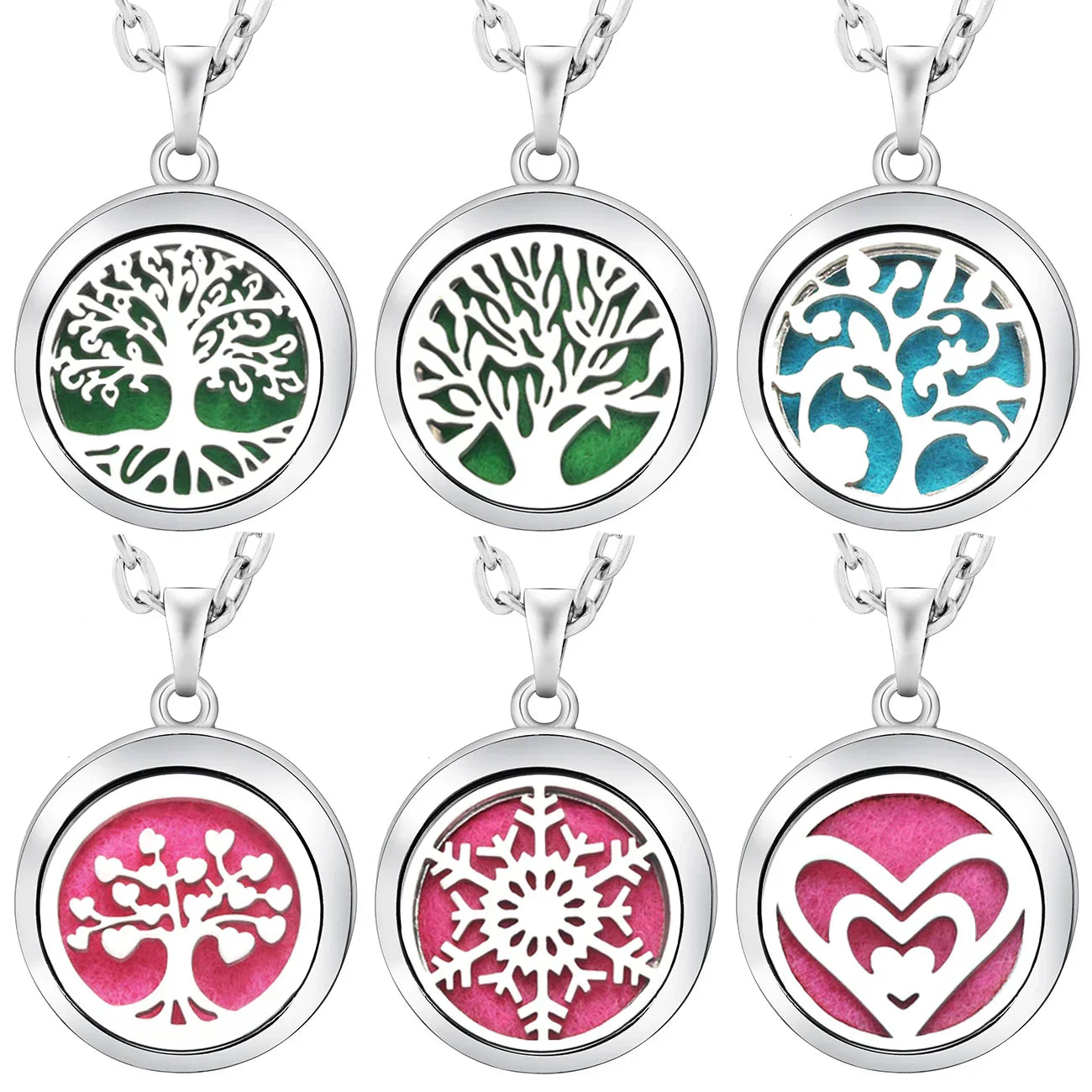 New Stainless Steel Fashion Tree Of Life  Aromatherapy Necklace Essential Oil Diffuser Perfume Locket Pendant Women Jewelry Gift