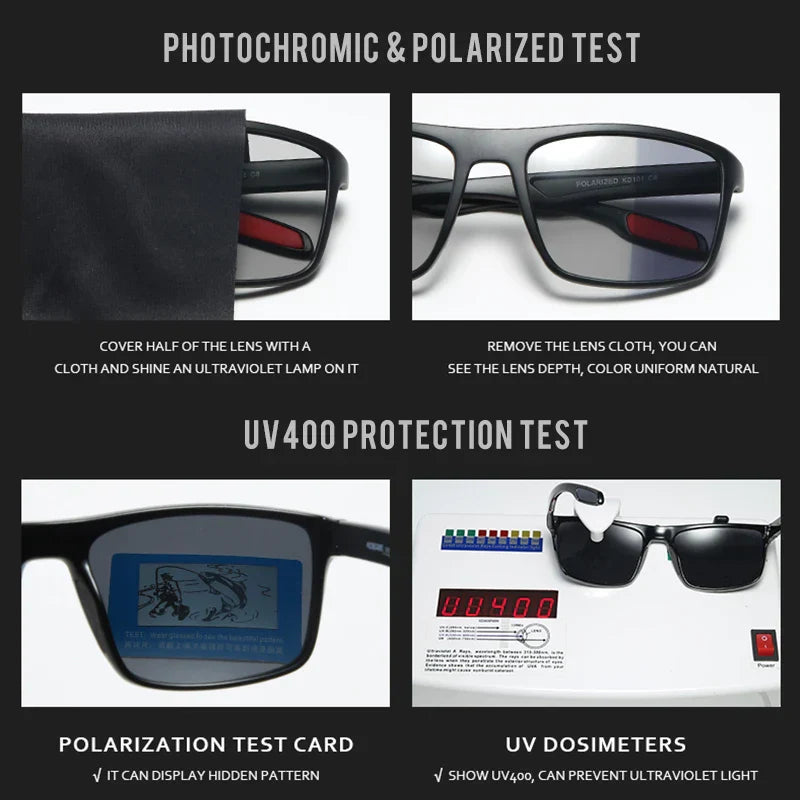 Ultra Light Rectangular Photochromic Sunglasses Men Polarized TAC 1.1mm Thickness Lens UV400 Sun Glasses Women Cat.3 CE