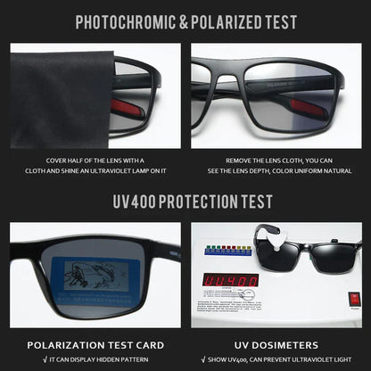 Ultra Light Rectangular Photochromic Sunglasses Men Polarized TAC 1.1mm Thickness Lens UV400 Sun Glasses Women Cat.3 CE
