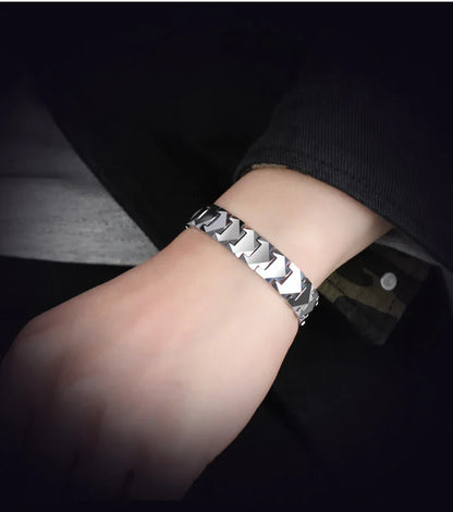 Tungsten Links Bracelets for Men Women Couples High Polished Inlay Health Magnetic Stones Three Color, Customized