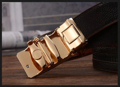 Designer Men High Quality Genuine Leather Belts Silver Gold Buckle Cowhide Ceinture Men Crocodile Belt Luxury Cinturones Hombre