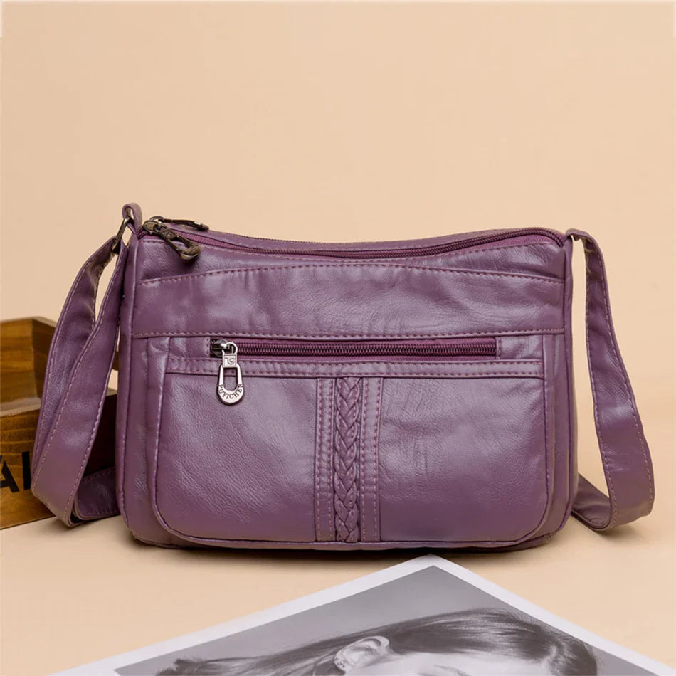 Fashion All-match Solid Color Messenger Bag High Capacity Womens Shoulder Bags 2021 New High Quality Pu Leather Women Handbag