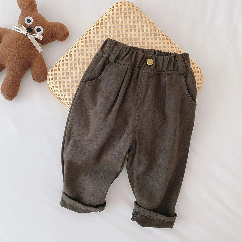 Spring Autumn Solid Kids Boys Straight Pants Fashion Children Clothing Trousers Brief Jeans for 1-6 Years