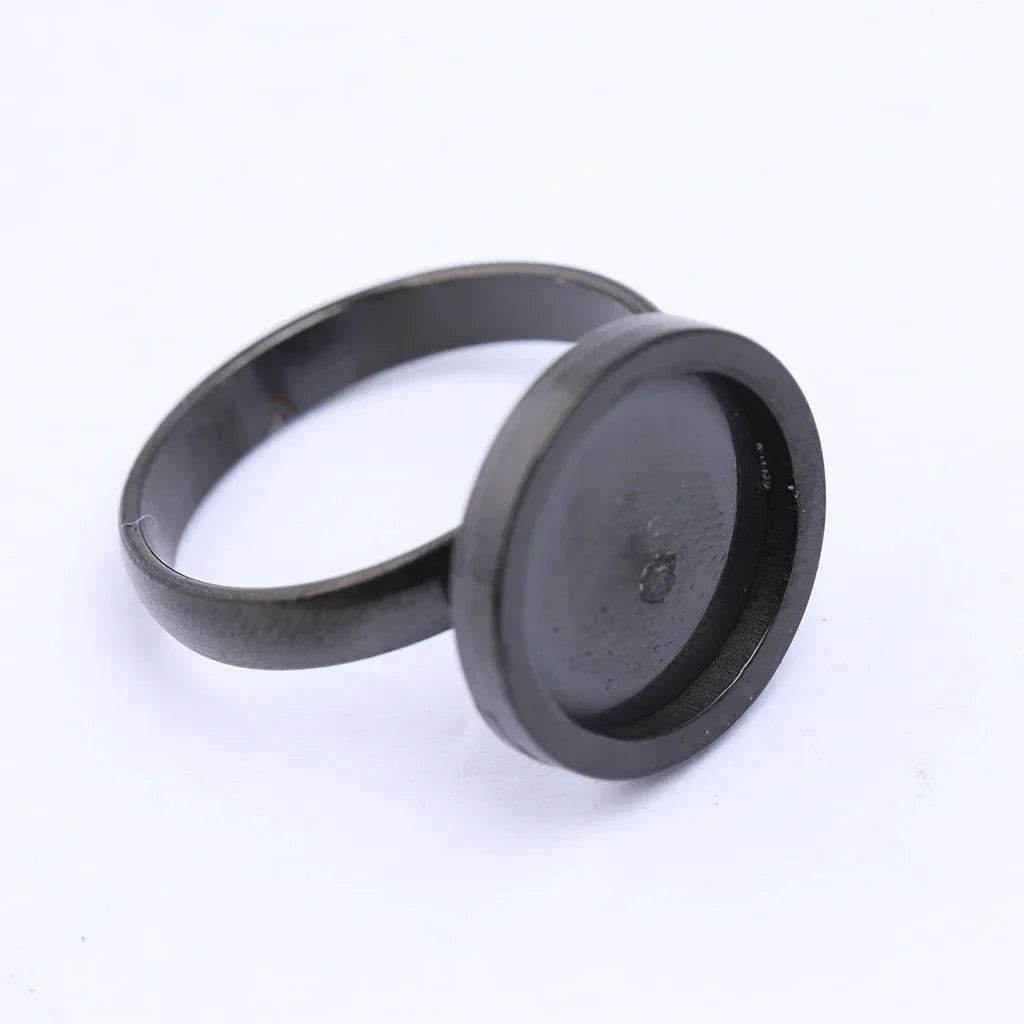 10pcs rose gold plated Fitting 12mm round cabochon ring blanks adjustable stainless steel base setting diy jewelry bezels