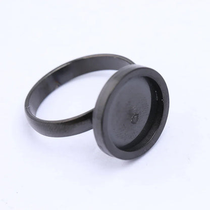 10pcs rose gold plated Fitting 12mm round cabochon ring blanks adjustable stainless steel base setting diy jewelry bezels