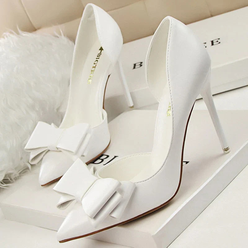Shoes Bow-knot Woman Pumps Stiletto 10.5 Cm Women Basic Pump Pointed Toe Classic Pumps Sexy High Heels Women Shoes 2026