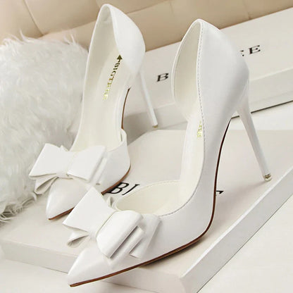 Shoes Bow-knot Woman Pumps Stiletto 10.5 Cm Women Basic Pump Pointed Toe Classic Pumps Sexy High Heels Women Shoes 2026