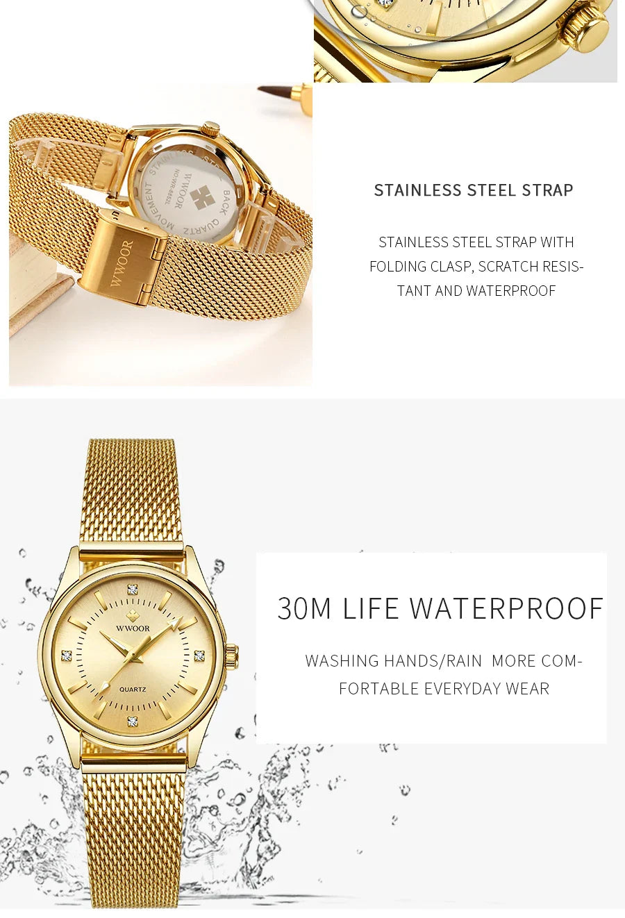 Luxury Brand Dress Gold Watch Ladies Elegant Diamond Small Quartz Wrist Watches For Women Steel Mesh Clock zegarek damski