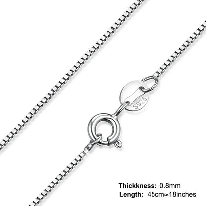 Genuine 100% 925 Sterling Silver Necklace Ingot Twisted Trace Belcher Snake Bar Singapore Box Chain Necklace Women