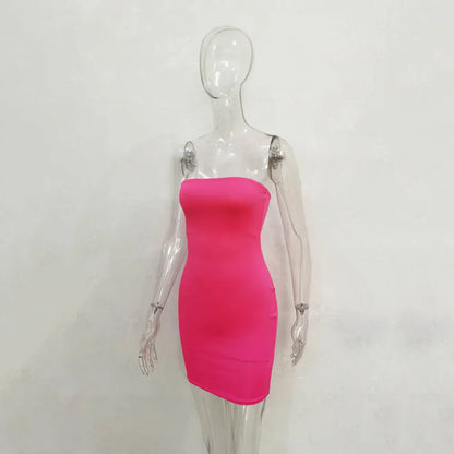 Off Shoulder Tube Dress Solid 2025 New Summer Women Bodycon Strapless Dress Black Mini Dress Women Slim Party Clubwear
