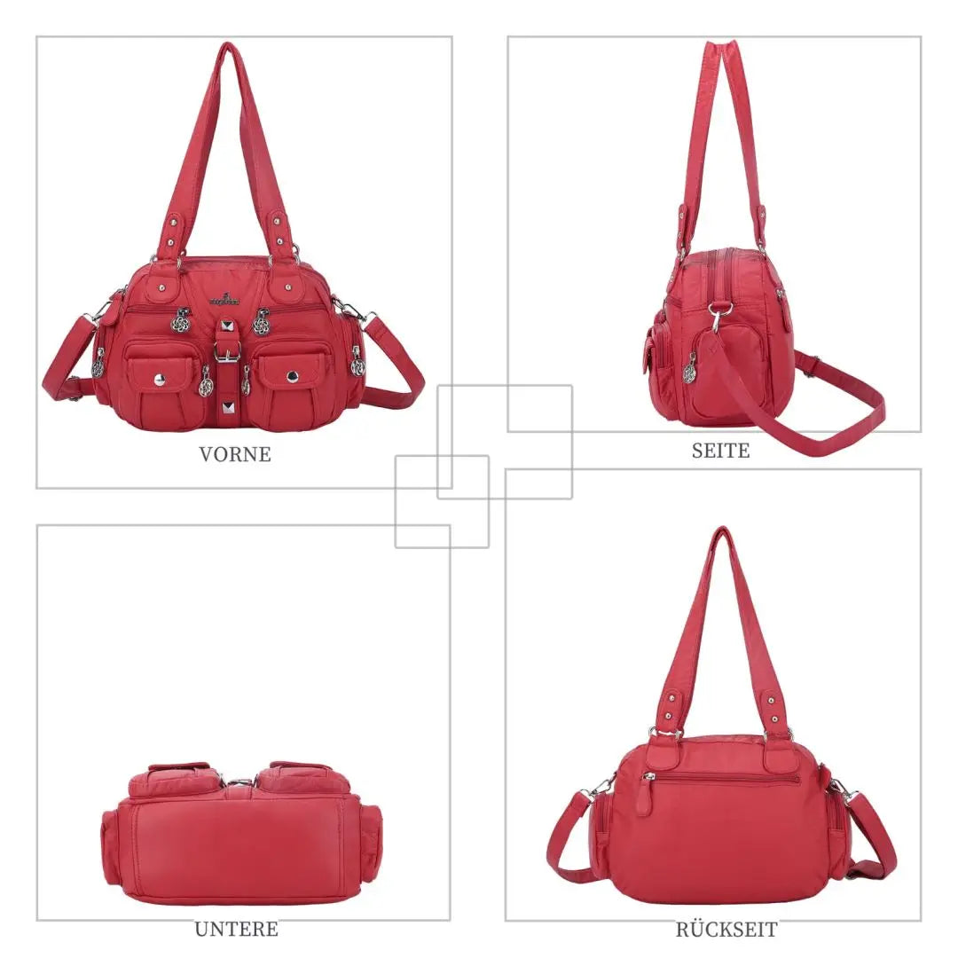 Women Small Handbags Satchel Top-handle Handbag PU Shoulder Bag 8”x11” Dumpling Pack Multi-pockets Shoulder Bag