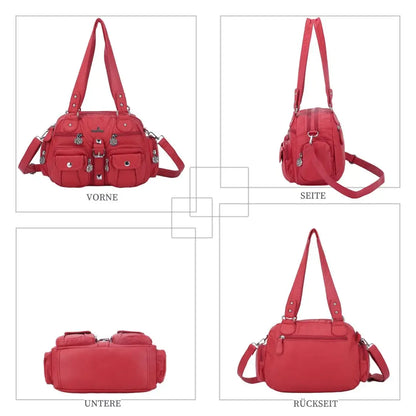 Women Small Handbags Satchel Top-handle Handbag PU Shoulder Bag 8”x11” Dumpling Pack Multi-pockets Shoulder Bag