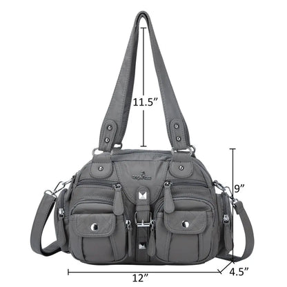 Women Small Handbags Satchel Top-handle Handbag PU Shoulder Bag 8”x11” Dumpling Pack Multi-pockets Shoulder Bag