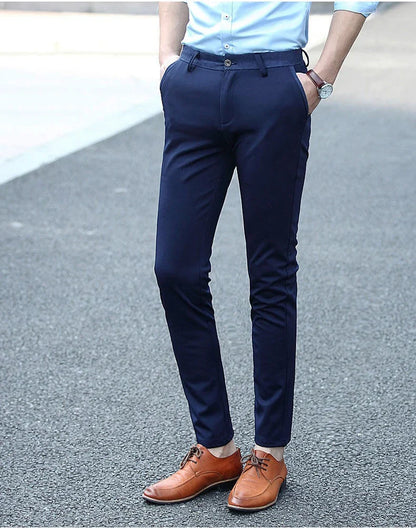 Men's Spring Autumn New Fashion Business Casual Long Pants Suit Pants Male Elastic Straight Formal Trousers Plus Big Size 28-40