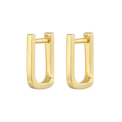 925 Sterling Silver Square Piercing Huggie Hoop Earrings for Women Simple Cubic Zirconia Earings Fine Jewelry Pendientes