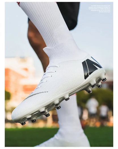 New Futstal FG/TF Orange Soccer Boots For Men High Top Men Soccer Cleats Football Trainers Men Sport Shoes zapatillas de futbol