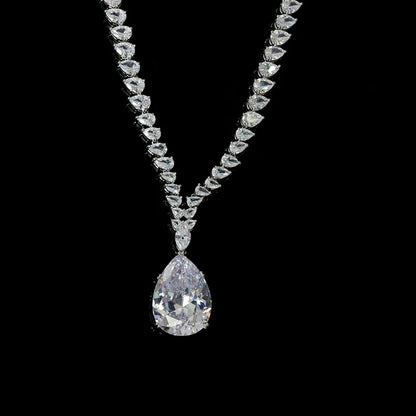 Luxury Shiny Water Drop Cubic Zirconia Necklace Earring Set for Women High Quality Fashion Party Wedding Jewelry N-1019