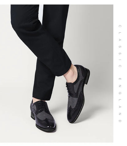 Men's Dress Shoes Leather Ventilation Lace-Up Fashion Bullock Men Shoes Formal Business Casual Spring Summer New