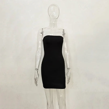 Off Shoulder Tube Dress Solid 2025 New Summer Women Bodycon Strapless Dress Black Mini Dress Women Slim Party Clubwear