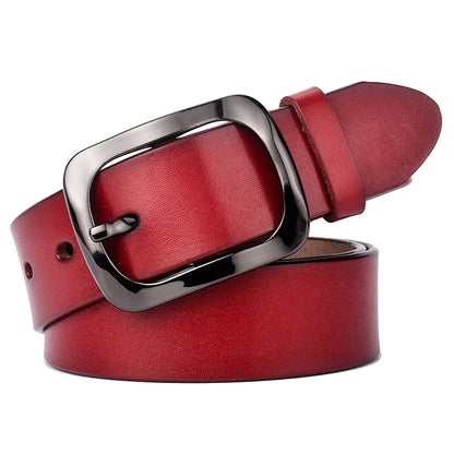 3.2cm Genuine Leather Belt for Women Natural Cowhide Metal Buckle Casual Jeans Trousers Belt Female Waistband Gifts