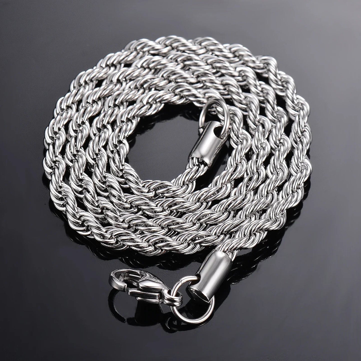 1 piece Steel Color Width 2mm/2.5mm/3mm/4mm/5mm/6mm Rope Chain Necklace/Bracelet For Men Women Stainless Steel Chain Necklace