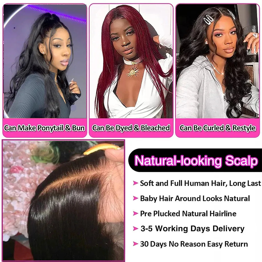 30 32 Inch Brazilian Bone Straight 13x4 13x6 HD Transparent Lace Front Human Hair Wigs 360 Lace Frontal Wig 5x5 6x4 Glueless Wig