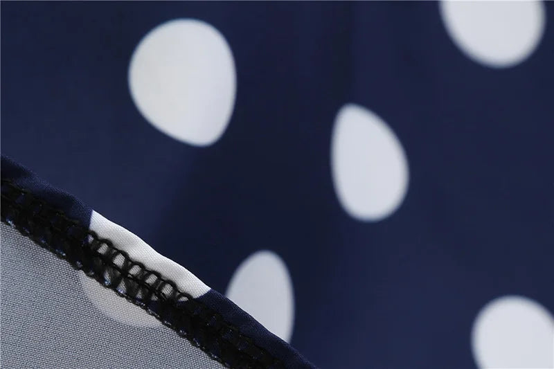Women Vintage Long Sleeve Polka Dot Dress Spring Autumn New Year Party Dresses 3XL Black Vestidos