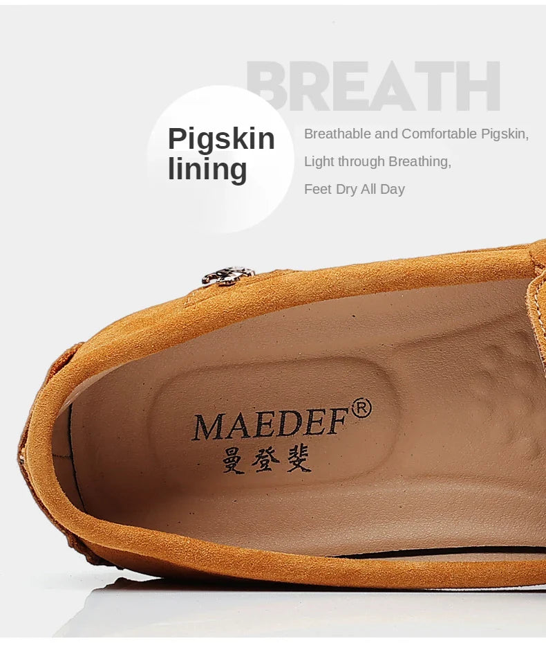 Loafers Men Casual Fashion Suede Men Shoes Lightweight Soft Genuine Leather Moccasins Slip on Driving Shoes for Men Size 48