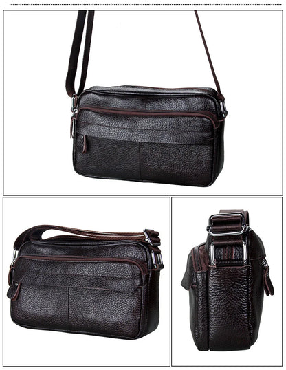 Genuine Cow Leather Casual Women Handbags Korean Single Zipper Solid Messenger Bags Soft Phone Pocket Crossbody Female Box Bag