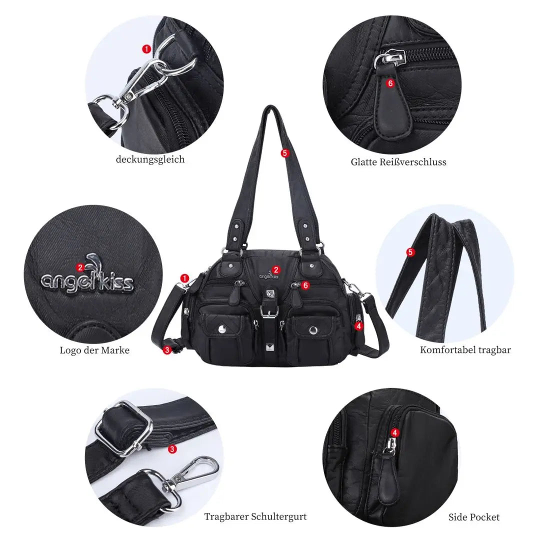 Women Small Handbags Satchel Top-handle Handbag PU Shoulder Bag 8”x11” Dumpling Pack Multi-pockets Shoulder Bag