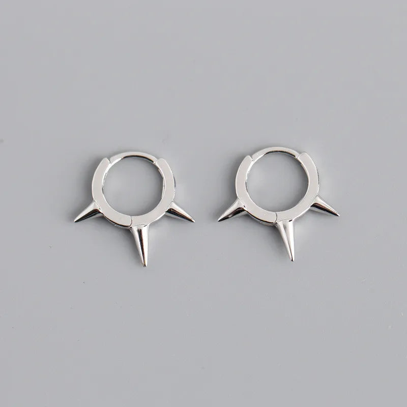 Real 100% 925 Sterling Silver Punk Hip-Hop Link Chain Gothic Studs Earrings for Fashion Women Jewelry Accessories 2022