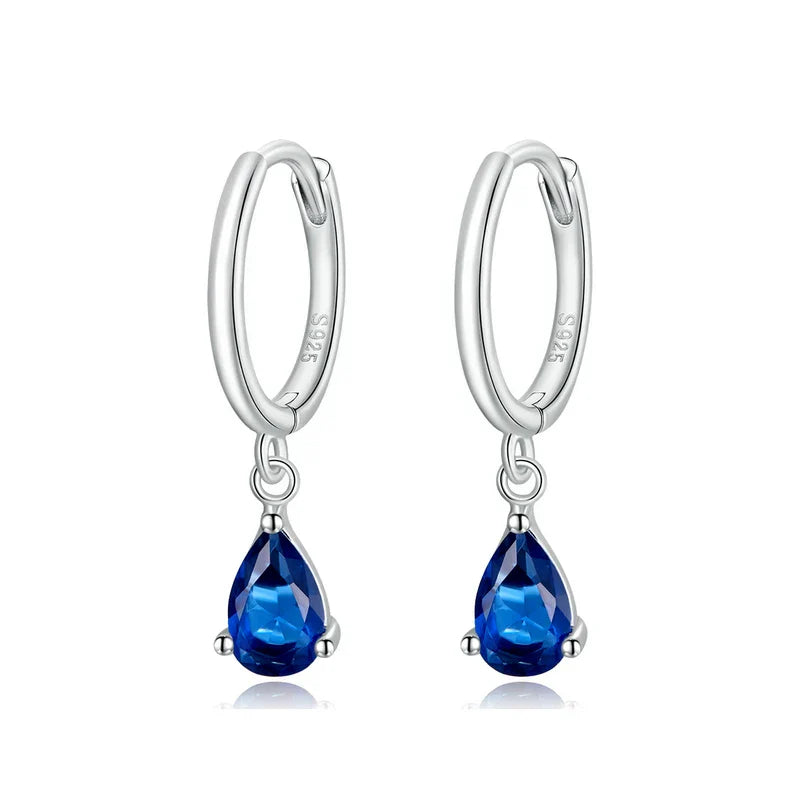 Silver Green Water Drop Earrings 925 Sterling Silver 4 Colors Drop Shape Earring for Women Statement  Jewelry
