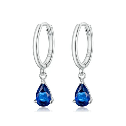 Silver Green Water Drop Earrings 925 Sterling Silver 4 Colors Drop Shape Earring for Women Statement  Jewelry