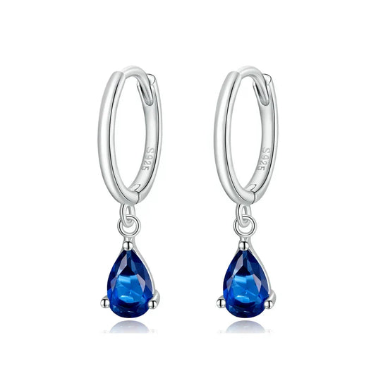 Silver Green Water Drop Earrings 925 Sterling Silver 4 Colors Drop Shape Earring for Women Statement  Jewelry