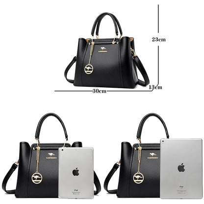 Bolsas de Luxo Femininas Bolsas de Grife 3 Camadas Couro Macio Ombro Transversal Sacola Feminina Grande Capacidade Compras Mensageiro Tote