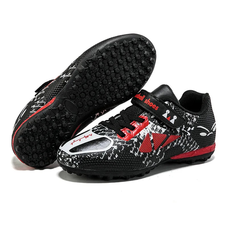 Children Football Shoes Soccer Boots Kids Boy Girl Sneakers New Leather High Top Soccer Cleats Training Outdoor Hook & Loop