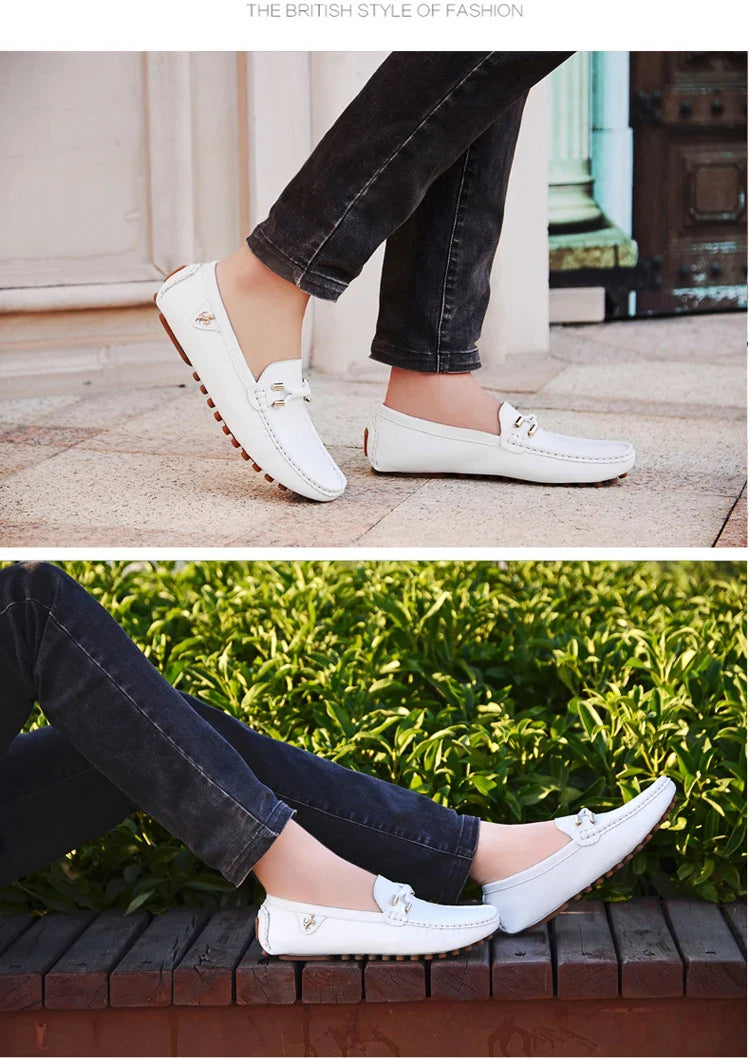 White Loafers for Men Size 48 Slip on Shoes Driving Flats Casual Moccasins for Men Comfy Male Loafers
