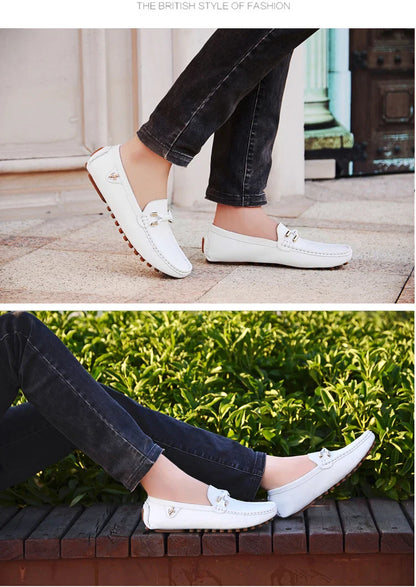 White Loafers for Men Size 48 Slip on Shoes Driving Flats Casual Moccasins for Men Comfy Male Loafers