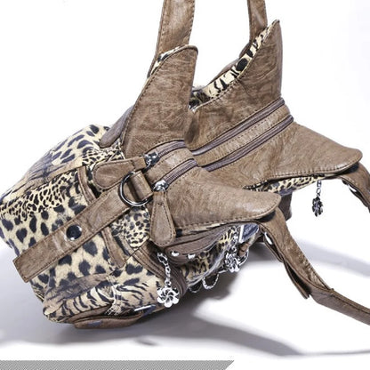 Women Handbags Leopard Bag Top-handle Handbag Fashion Satchel Dumpling Pack Shoulder Bag Tote Bag Hobos Large Purse