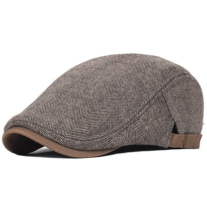 Big Size Newsboy Cap Men Winter Wool Thick Warm Vintage Herringbone Casual
