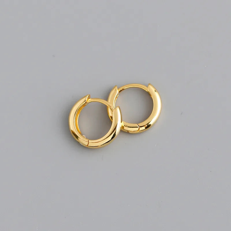 Real 925 Sterling Silver Minimalist Bohemian Round Ear Buckle for Women Punk Unisex Rock Hoop Earring Jewelry Accessories