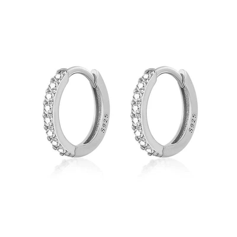 Silver 925 1 pair Women Small Hoops Earring Piercing Ear Cartilage Tragus Simple Thin Circle Anti-allergic Ear Buckle