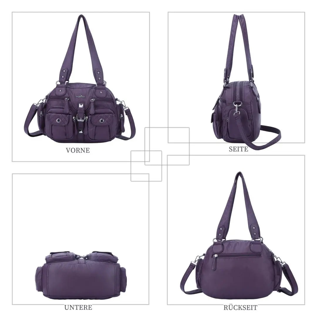 Women Small Handbags Satchel Top-handle Handbag PU Shoulder Bag 8”x11” Dumpling Pack Multi-pockets Shoulder Bag