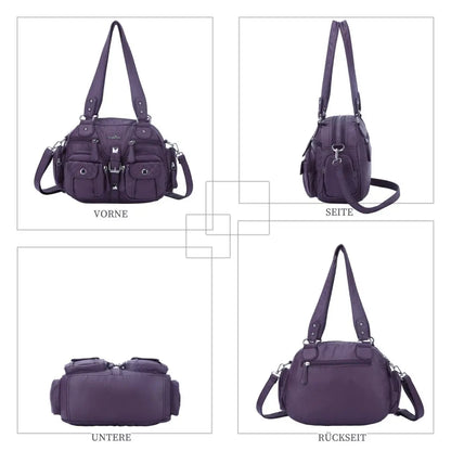 Women Small Handbags Satchel Top-handle Handbag PU Shoulder Bag 8”x11” Dumpling Pack Multi-pockets Shoulder Bag