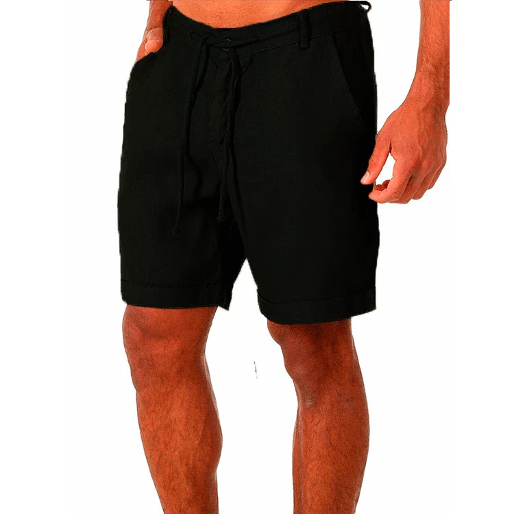Summer Fashion Mens Linen Shorts Men Cotton Beach Short  New Wild Leisure Loose Solid Cargo Shorts for Men Sweatshorts