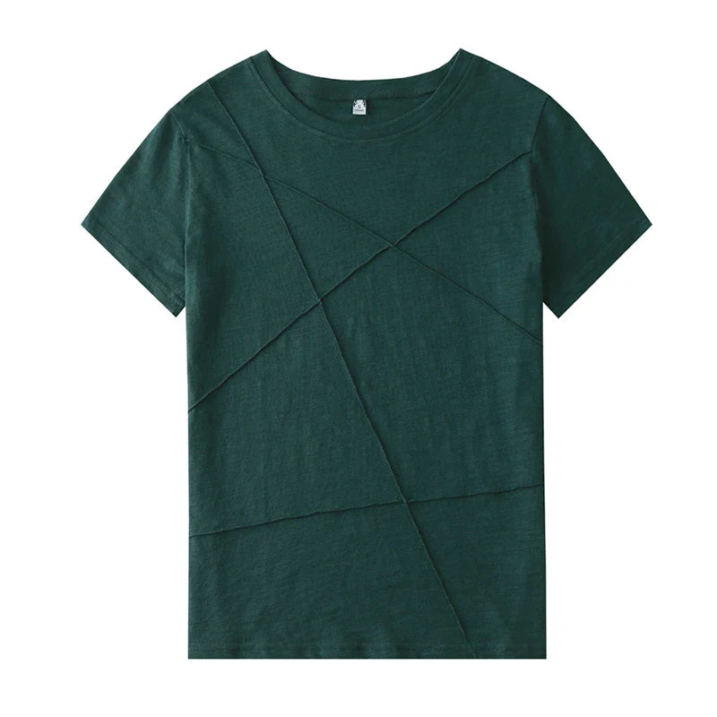 Summer Slim Cotton Bamboo T-Shirts Women 2026 O-Neck Short Sleeve Ribbed Tshirts Female Casual Solid Color Tops