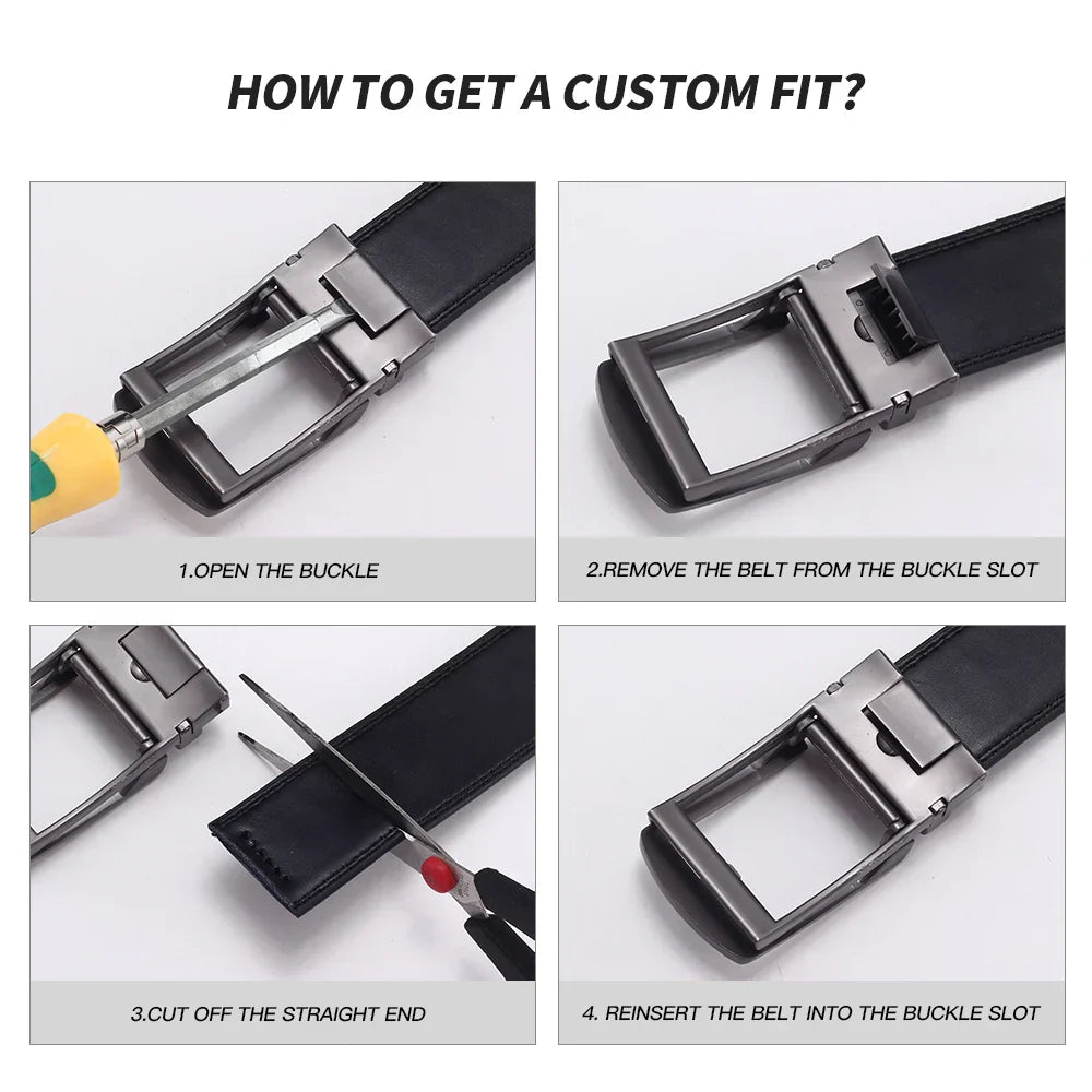 Cowskin Belt Men High Quality Leather Belts Strap Male Metal Automatic Buckle Belt for Men Formal Luxury Waistband Strap
