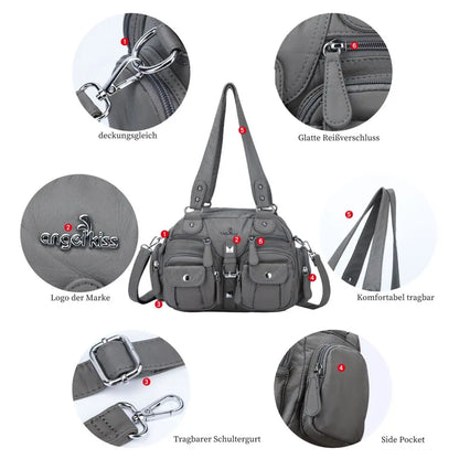 Women Small Handbags Satchel Top-handle Handbag PU Shoulder Bag 8”x11” Dumpling Pack Multi-pockets Shoulder Bag